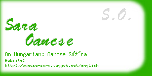 sara oancse business card